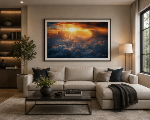 Above the clouds framed in the Living Room