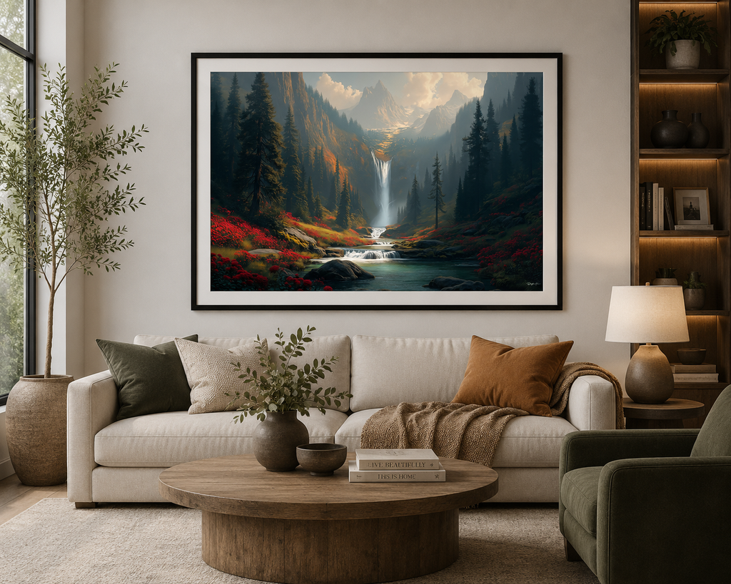 Falling into Serenity Framed in the Living Room