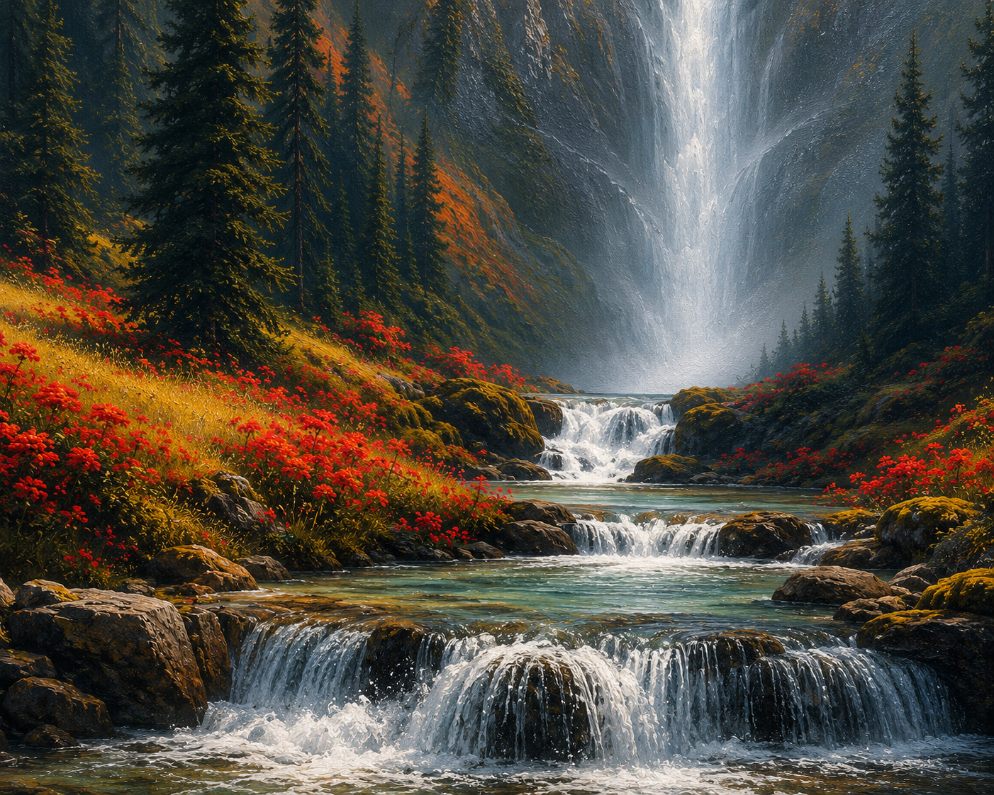 Close-up detail of Falling into Serenity