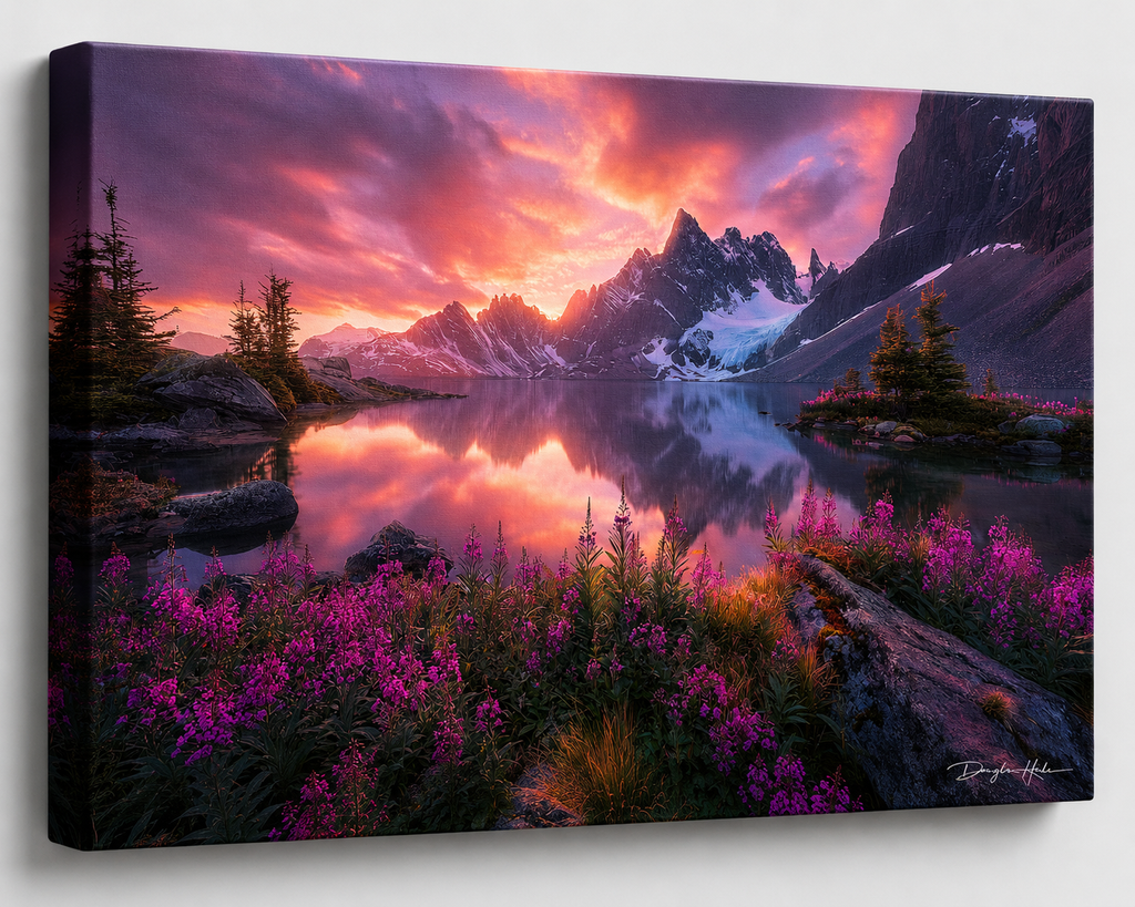 Reflections of Water landscape displayed as a gallery-wrapped canvas