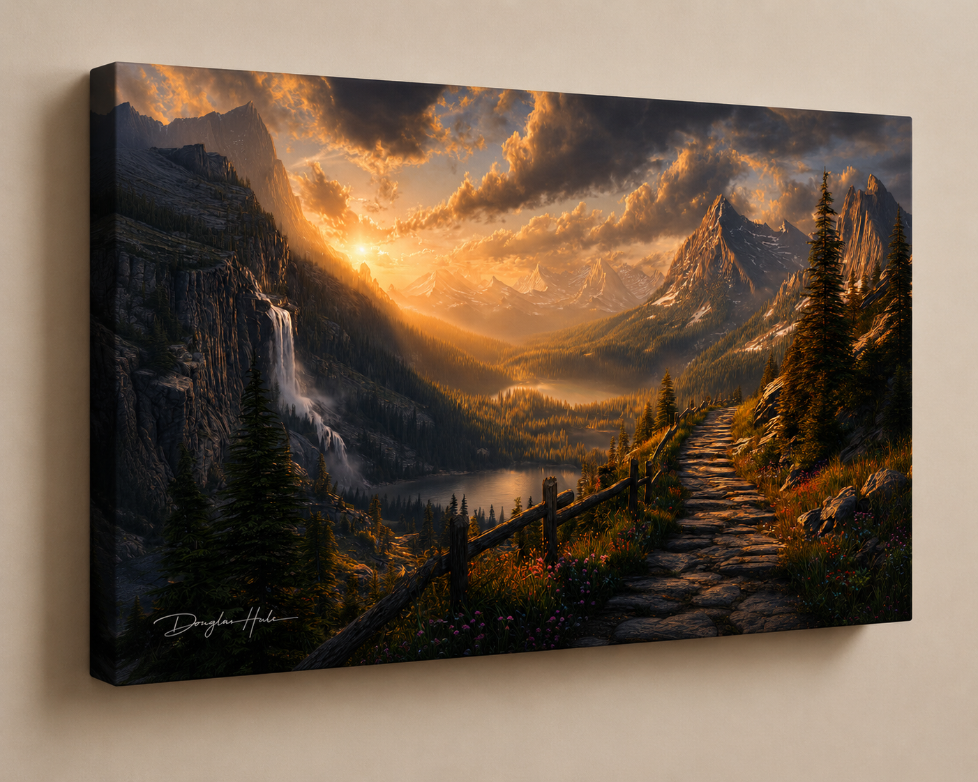 The Way Forward mountain landscape displayed as a gallery-wrapped canvas