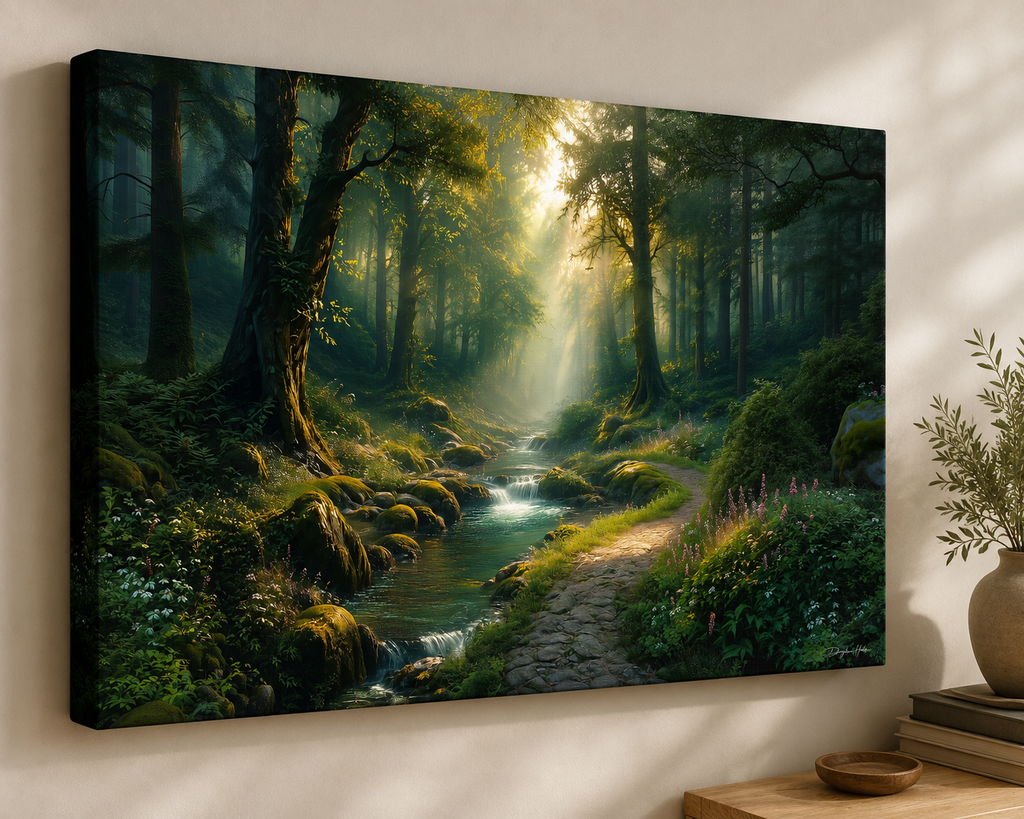 Where the Forest Whispers displayed as a gallery-wrapped canvas
