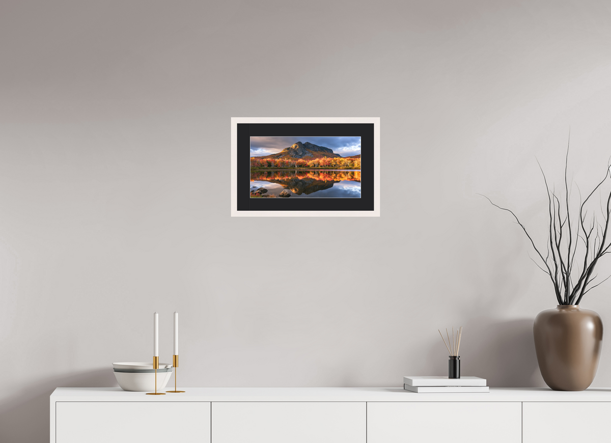 16 x 9″, Fine Art Print Framed Autumns Reflection