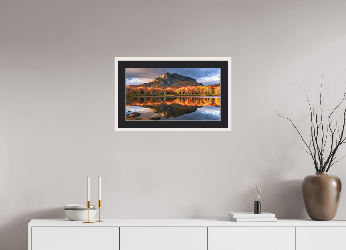 24 x 13.5″, Fine Art Print Framed Autumns Reflection